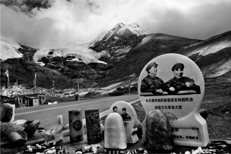 Laurent Zylberman, A Journey in Tibet, Karo-la Glacier, Souvenirs stall with Portraits of Mao Zedong and Lin Piao, 2008, Sous Les Etoiles Gallery