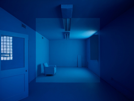 Georges Rousse, anamorphose, Nantes, architecture, color, blue, Durham, Sous Les Etoiles Gallery