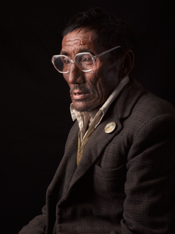 David Zimmerman, One Voice, Portrait of Lhakyi in glasses with pin, 2012, Sous Les Etoiles Gallery