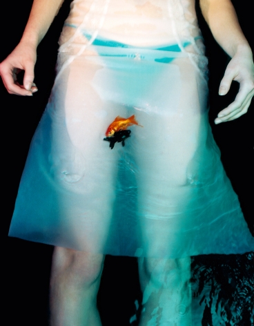 Sophie Delaporte, Early Fashion Work, Woman in skirt with orange and black goldfish, Sous Les Etoiles Gallery