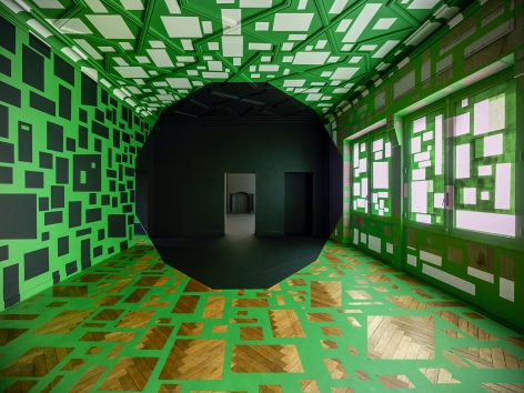 Georges Rousse, anamorphose, architecture, color, green, Nantes, France, Sous Les Etoiles Gallery
