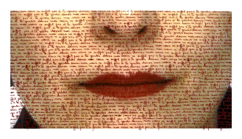 Carolle Bénitah, heart, red lips, love letters, red ink, written by hand, Sous Les Etoiles Gallery