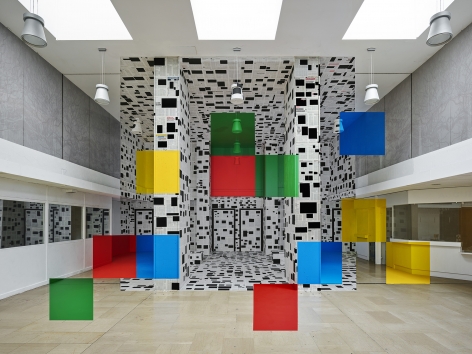 Georges Rousse, anamorphose, architecture, color, green, yellow, red, Chambéry, France, Sous Les Etoiles Gallery