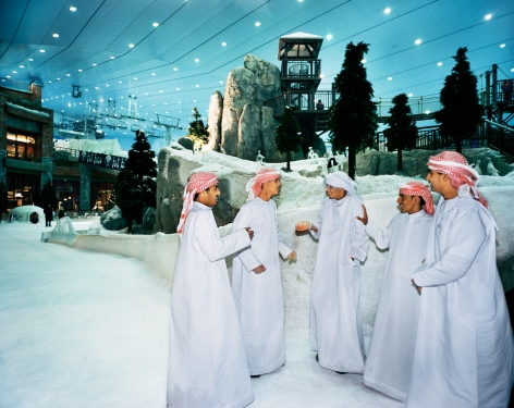 Reiner Riedler, Fake Holidays, Group of men talking at Ski Dubai Indoor, Dubai, 2006, Sous Les Etoiles Gallery