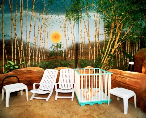 Reiner Riedler, Fake Holidays, Baby in crib, Centerparcs, Bispingen, Germany, 2007, Sous Les Etoiles Gallery