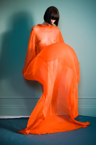 Sophie Delaporte, Nudes, Model with orange fabric as dress, 2010, Sous Les Etoiles Gallery