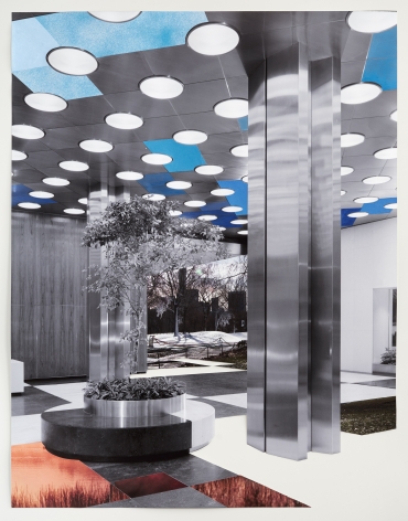 Julie Boserup,Park Avenue between 53rd and 54th Street. First National City Bank Building, upright detail of main lobby, one column and planter.from the Wurts Bros. Collection at the Museum of the City of New York