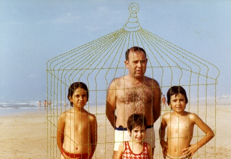 Carolle Bénitah, Photos-Souvenirs, father, children, beach,  la cage dorée (the golden cage), 2012, Sous Les Etoiles Gallery