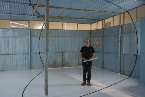 Tracing in structure of Georges Rousse installation - Puntos de Vista, Museo de Arte Contemporáneo Lima, Peru 2018