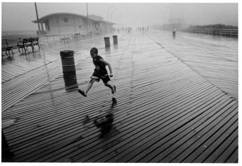 Sous Les Etoiles Gallery, Harvey Stein, Running Boy In Rain, Coney Island